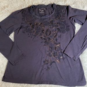 Sonoma Long Sleeve t-shirt size large purple beaded shirt